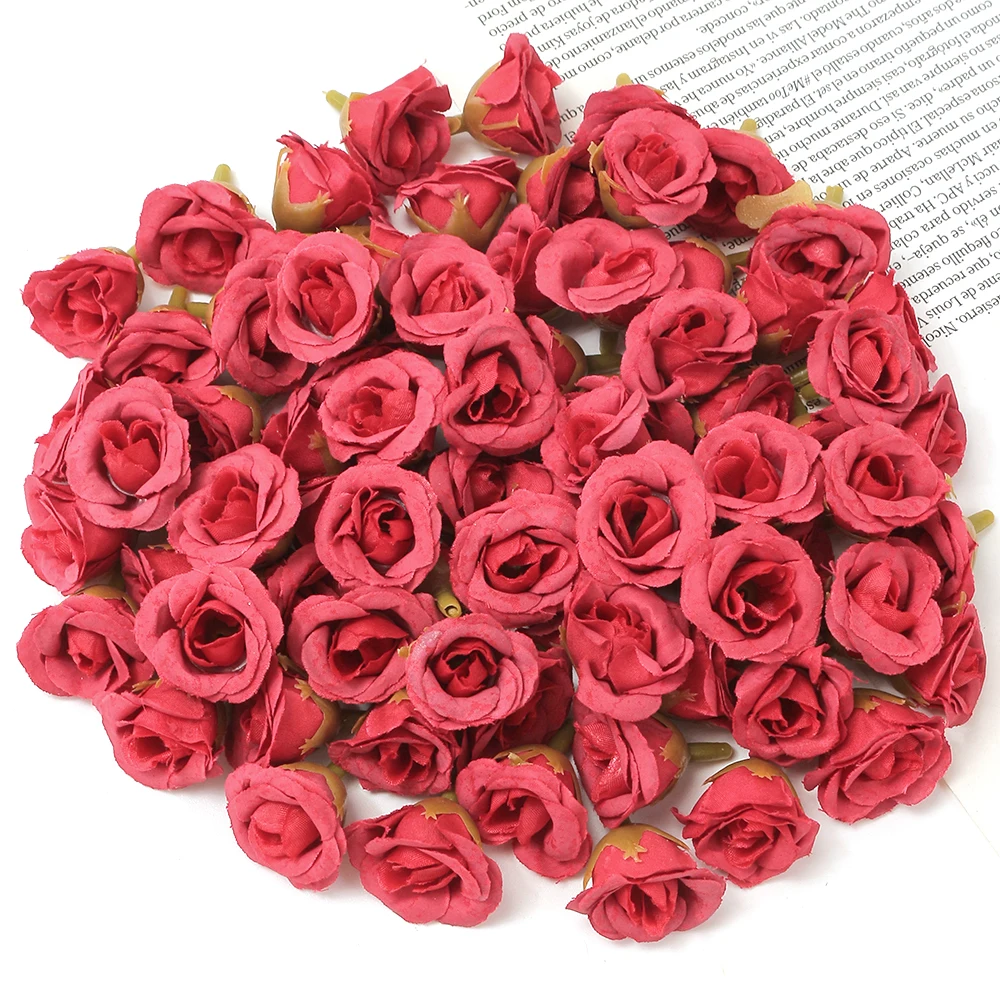 50PCs Seide Rose Künstliche Blumen Kopf Mini Gefälschte Blumen Für Wohnkultur Garten Party Hochzeit Dekoration Kranz Geschenk Zubehör – Detail 12