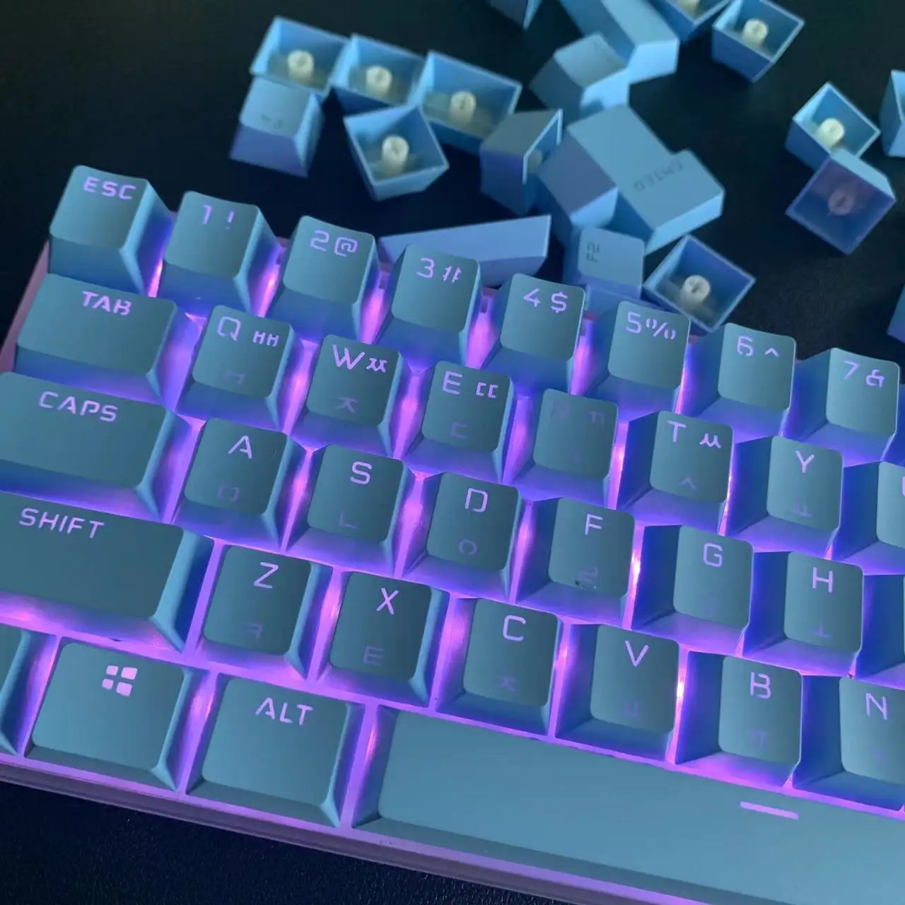 Keycap Translúcido Coreano Conjunto de Keycaps Abs Pbt Perfil Oem para Teclado Mecânico para Jogos Interruptor mx 132 Chaves - Imagem 3