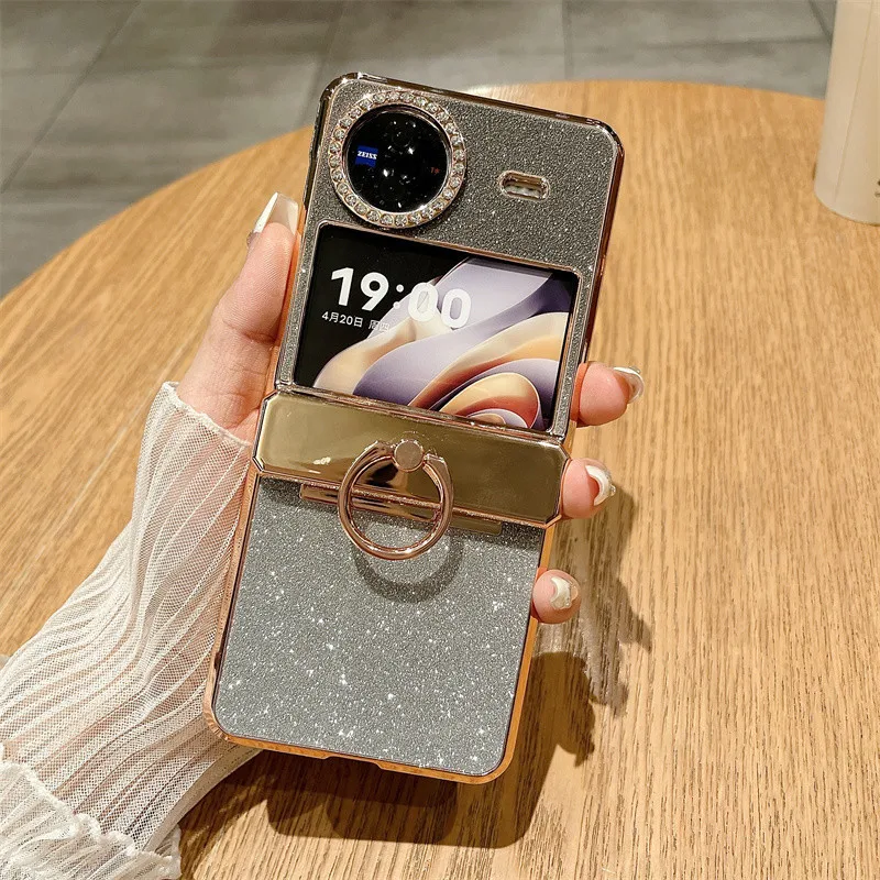 

Кольцо с гальваническим покрытием для Vivo X защитный Ударопрочный пластиковый чехол-книжка с блестящим порошком