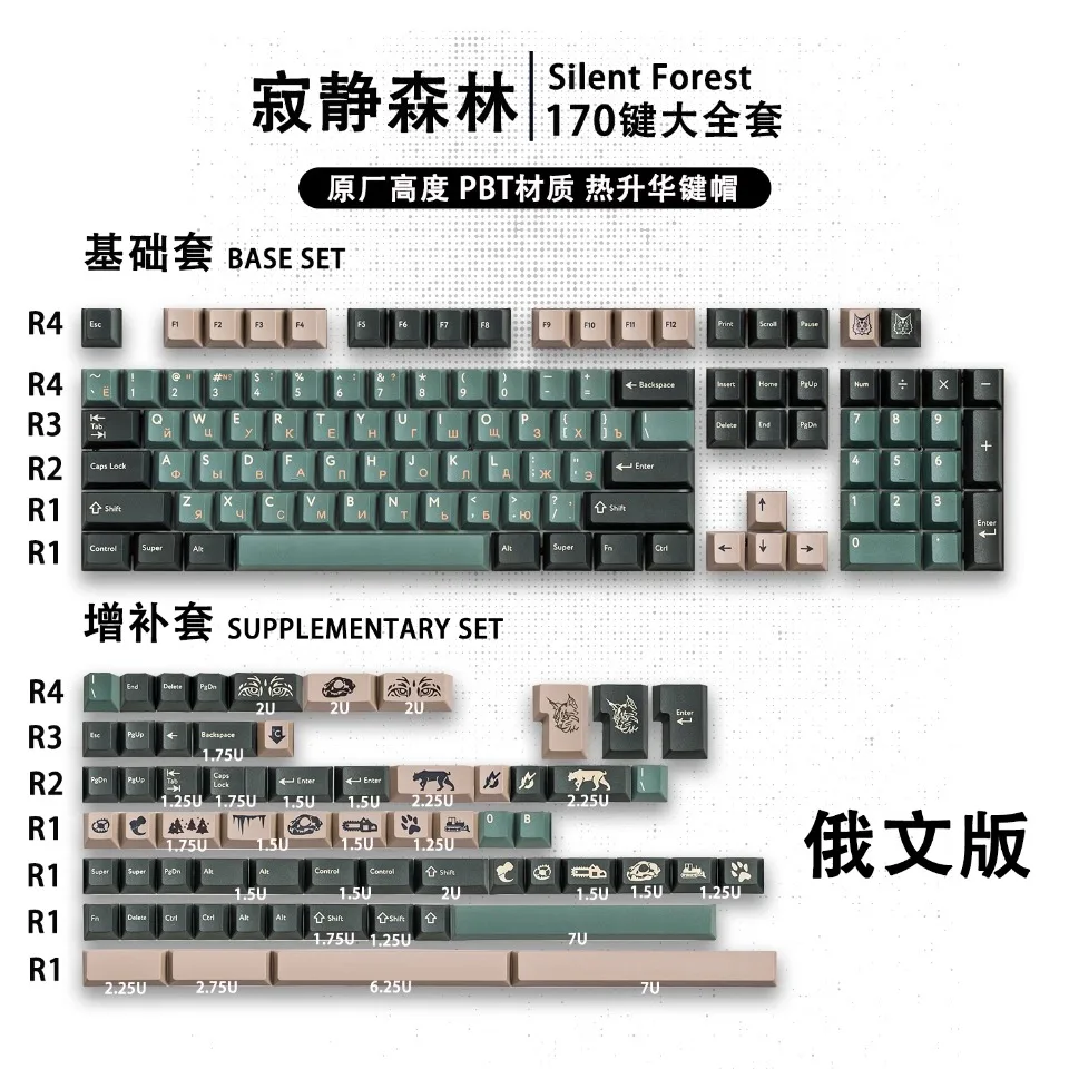 GMK-Silent Forest Theme Keyboard Cap, Conjunto completo,