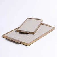 Rectangular Metal Tray Simple Modern Leather Tray Model Room Decoration Family Living Room Coffee Table Storage Home Organizer 2