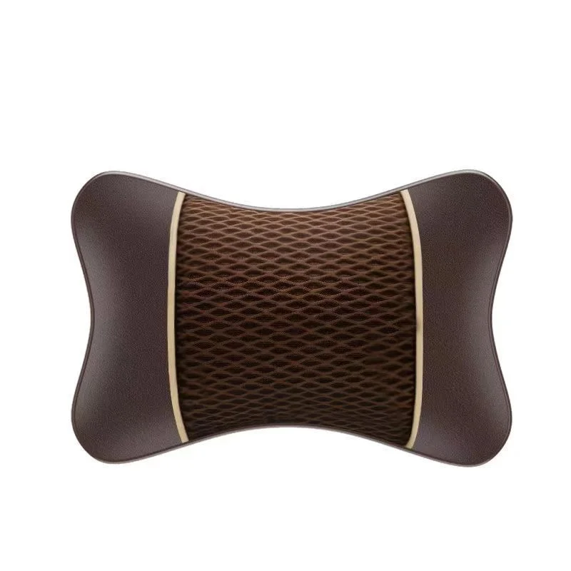 Universal Car Seat Headrest Leather Neck Memory Foam Pillow - Travel Comfort Cushion