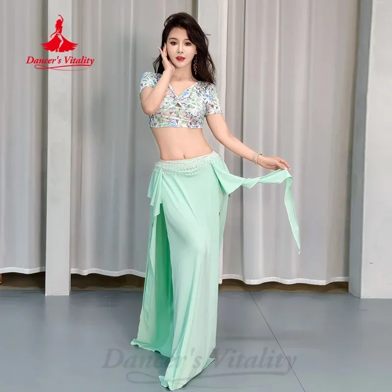 Ensemble Danse Orientale Femme – Top Et Jupe Fendue à Sequins Et Tassels, Neuf