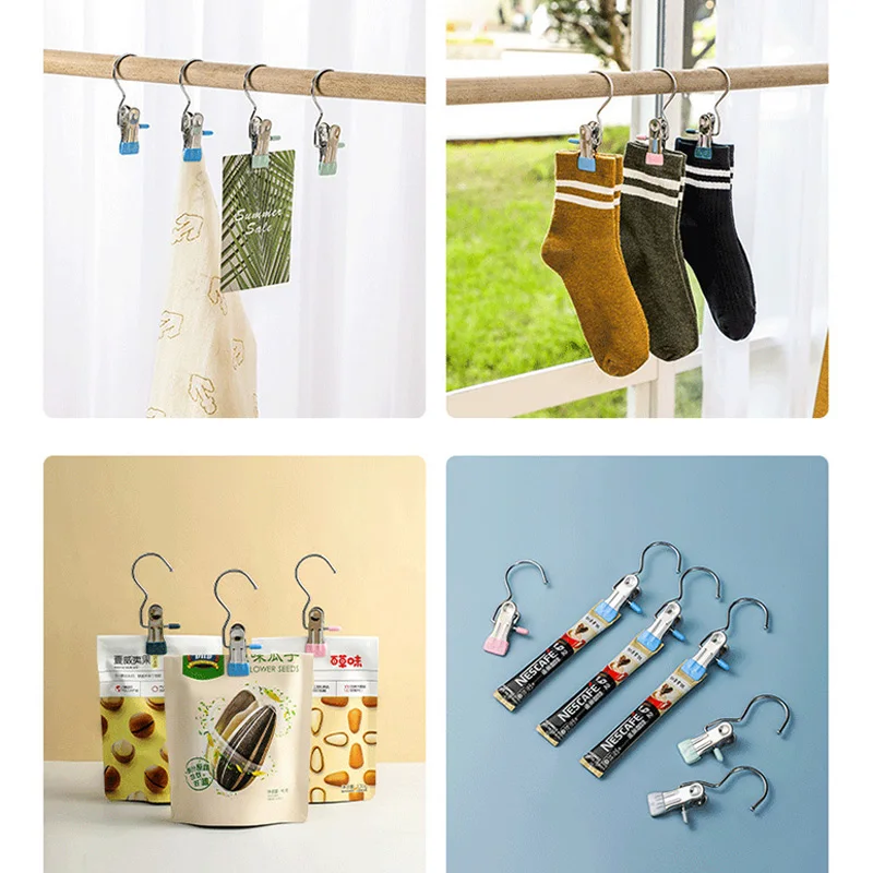 Portable Hook Clip 5 Pcs Portable Metal Hook Clip Multifunctional Clothespins Hat Storage Organizer Clip Boot Shoe Pant Wardrobe Cap Organizer