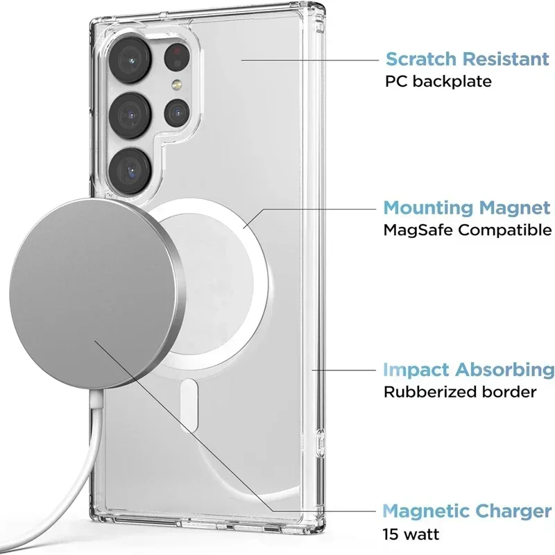 Original Magnetic Wireless Charging Shockproof Clear Case