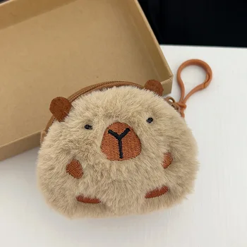Simpatico portamonete capibara in peluche Portafoglio a forma di animale del fumetto Chiave Rossetto Borsa per cuffie Custodia creativa Capibara Kawaii 1