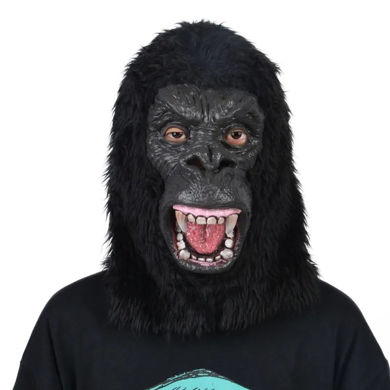 Planet Orangutan scimpanzé maschera con cappuccio scimmia lattice maschera animale spaventoso Halloween cosplay adulto scimmia testa maschera da gioco