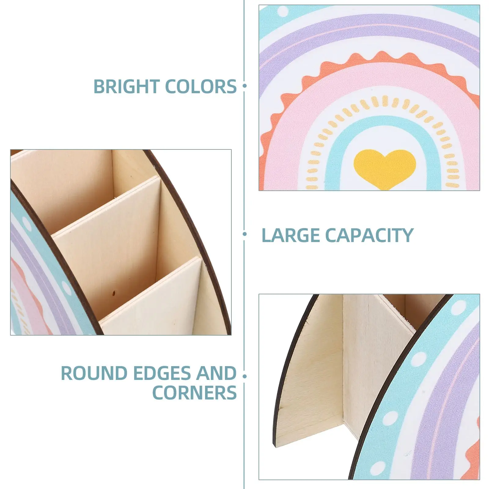 Rainbow Shaped Pen Holder Decorative Office Wooden Pen Organizer Desk Organizer Holder Makeup Brush Fashion NEW