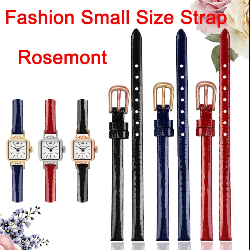 

Quality Watch Accessories Belt Women Girls Vintage Watchbands For Rosemont Genuine Leather Strap 6mm Rose Gold Pin Buckle