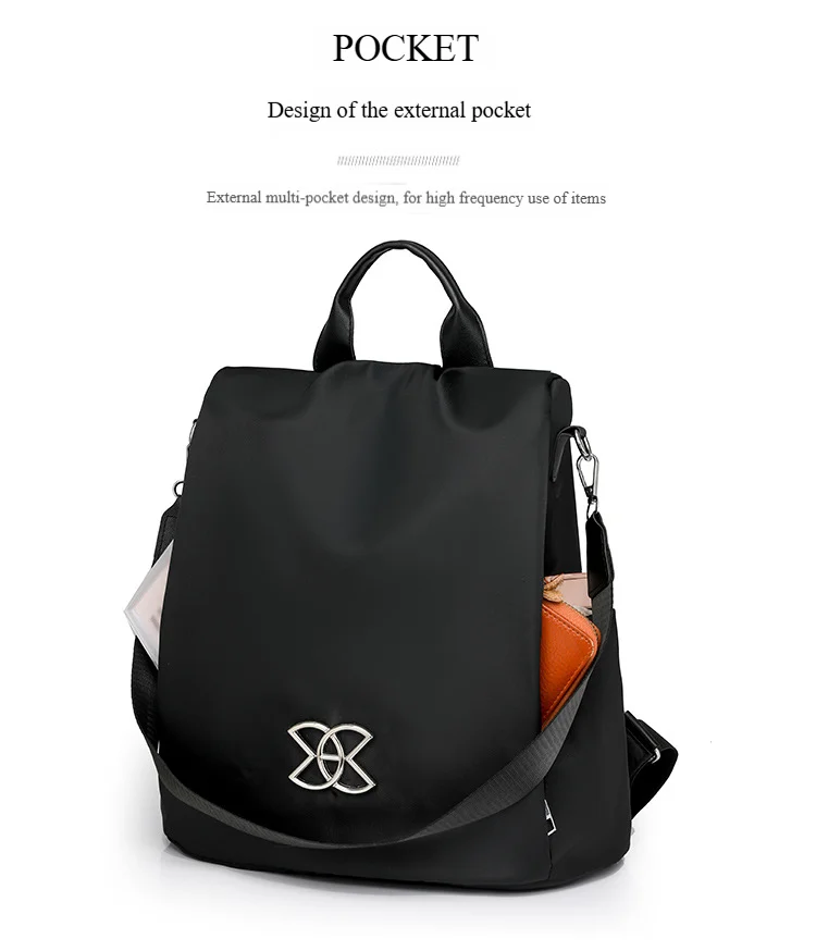 Weiblicher 2024 neuer Trend Oxford-Stoff leichter atmungsaktiver modischer lässiger Damen-Diebstahlschutz-Rucksack_voghion.com