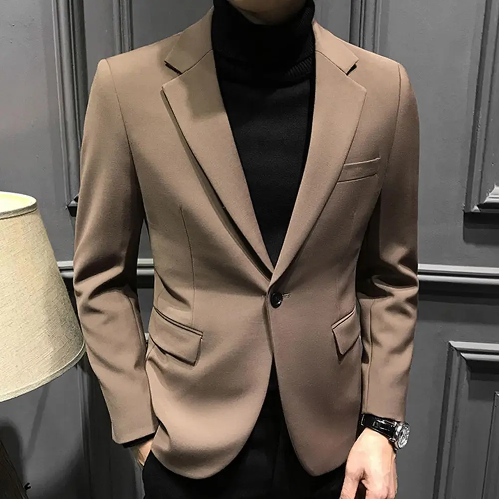 Men's Suit Jackets Plaid Single Breasted Brown Coat Summer Elegant Fashion 2025 Male Blazer Casual Menswear Spring Clothes New - 4