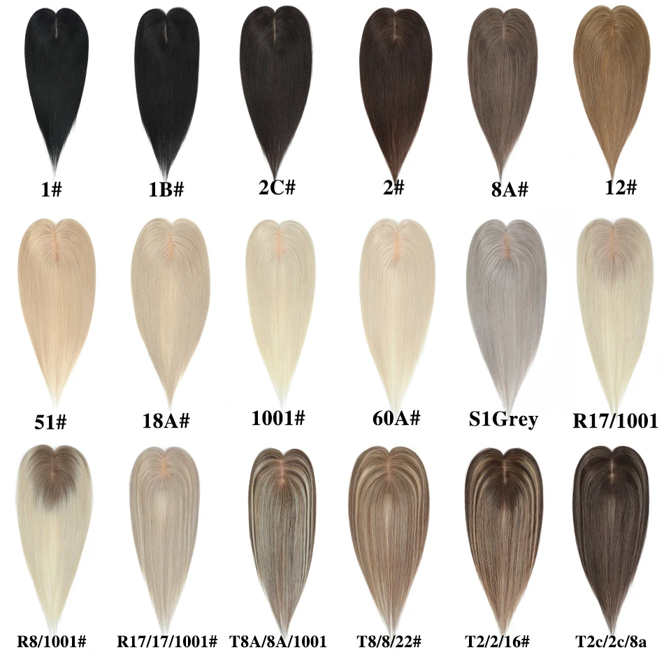 Silk Base 7x11CM Human Hair Toppers for Women with Thinning Hair 100% Real Human Hair Clip-In Top Wiglet Hairpieces 6