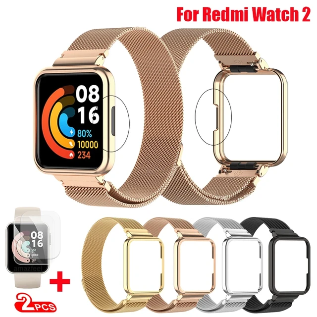 Leather Strap For Redmi Watch 3 Active Watch 2 Lite Watch Band Metal Case  Protector Bracelet For Mi Watch Lite Watch Belt frame