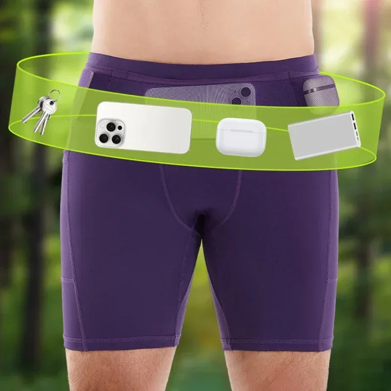 Men Marathon Running Shorts Sports Shorts Sport Shorts Quick Dry Exercise Training Jogging Cycling Fitness Tight Mul-Pockets Compression Shorts 3.0