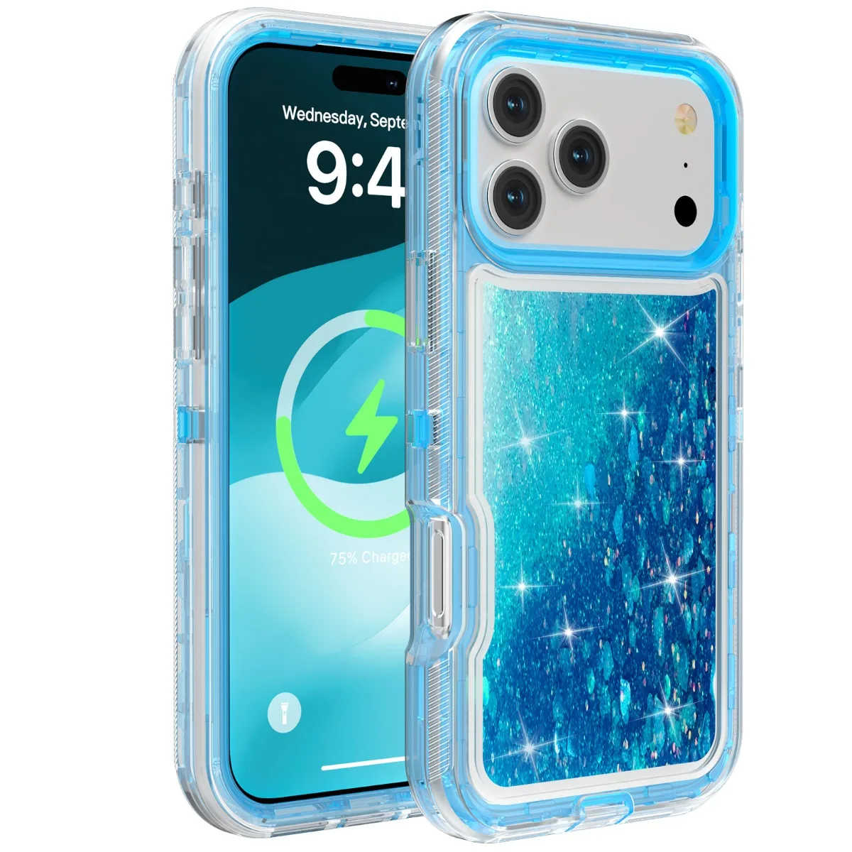 Elegant Glitter Quicksand Heavy Duty Phone Case - 3 in 1 Military Grade Shockproof Protection