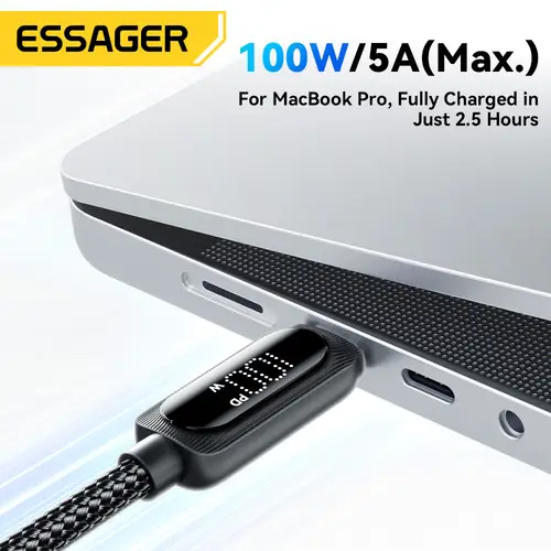 Essager USB Type C To USB C Cable 100W 5A PD Fast Charging Wire Cord For Macbook Xiaomi Samsung Type-C Digital Display Cable 3Ｍ - Image 3