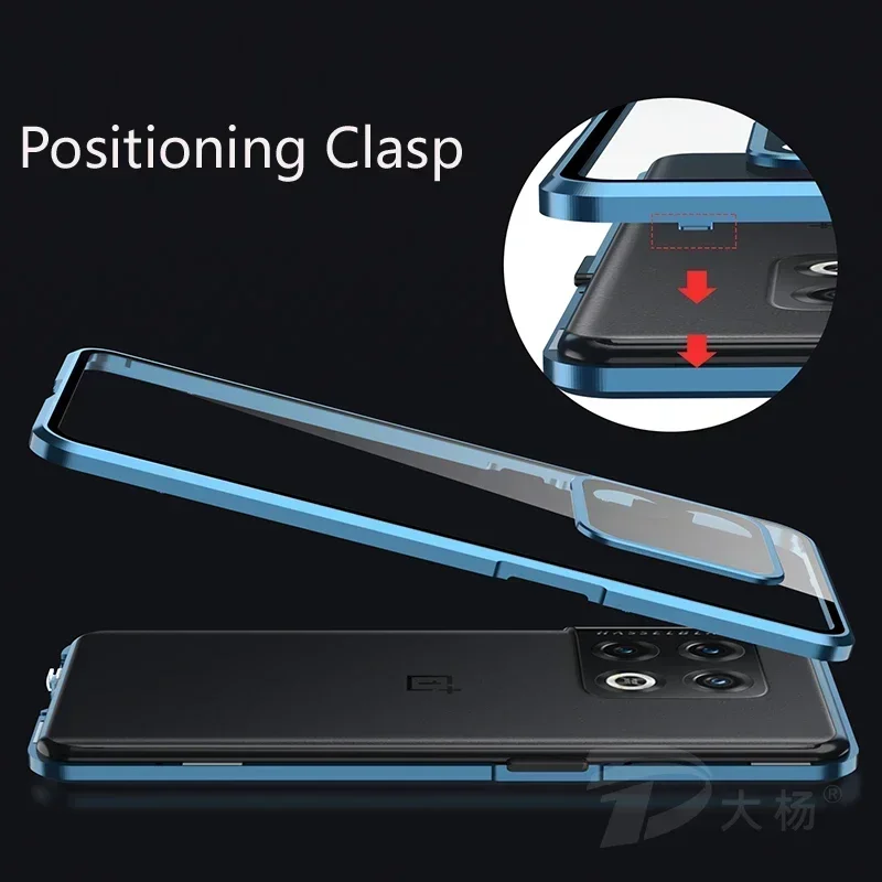 Universal 360° Protection Metal Magnetic Double-Sided Glass Snap Lock Phone Case