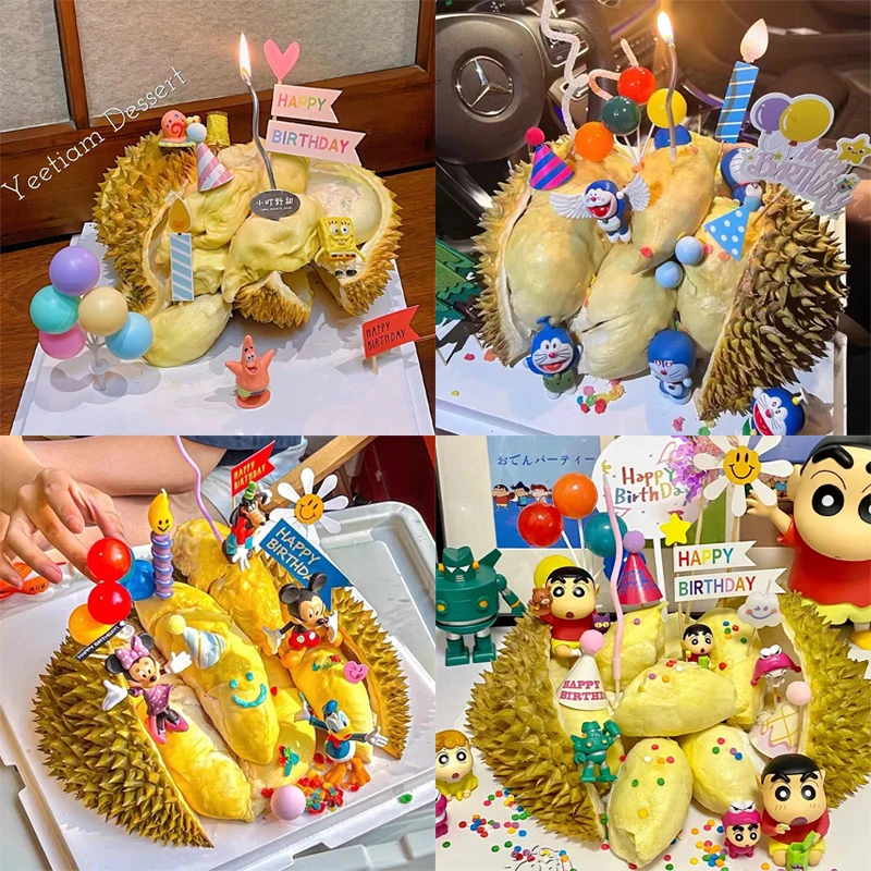 

Cute Cartoon Anime Yellow Duck Pet Flower Paper Cake Topper Ornament Boy Girl Happy Birthday Party Doll Gifts Baking Decorations