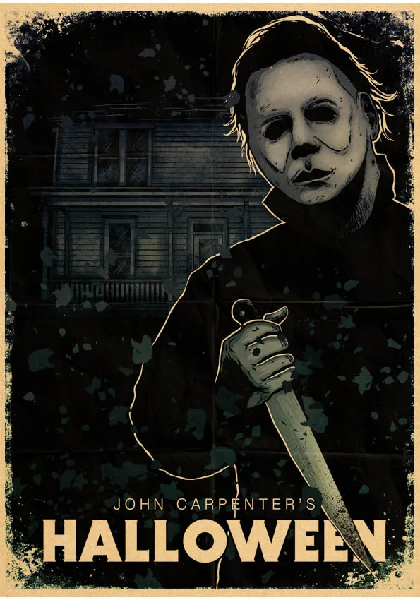 Michael Myers Halloween 映画キャンバスポスター6枚セット マイケルマイヤーズクラシック映画,ハロウィーン,レトロな