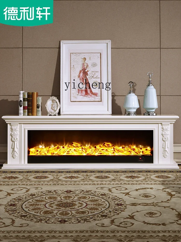 Tqh Electric Fireplace Curio Cabinet Simple Fireplace Mantel Custom Solid Wood TV Cabinet