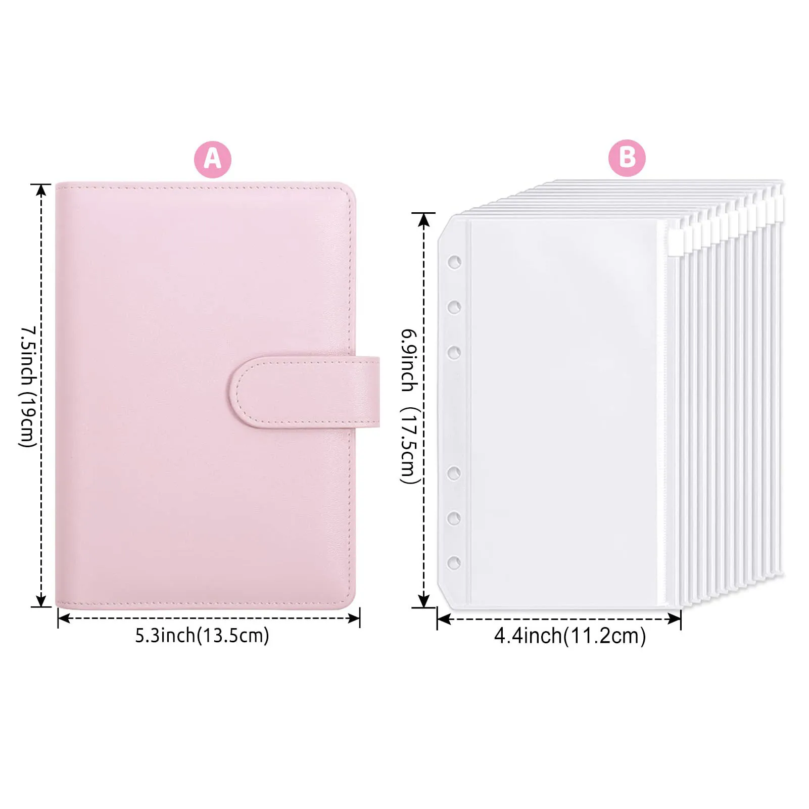 LINTRU Budget Binder with Zipper Envelopes, Money Organizer for A6, Pink