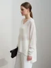 Amii Minimalism V-Neck Dopamine Shoulder Thin Pullover Split Asymmetrical Solid Long Sleeve Wool Loose Knitted Sweater 12521038 3