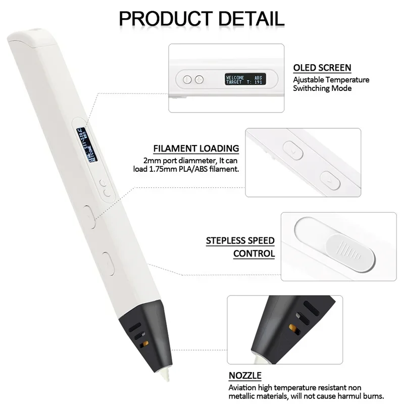 3D Pen Professional Printing Pen with LED Display Drawing Set for