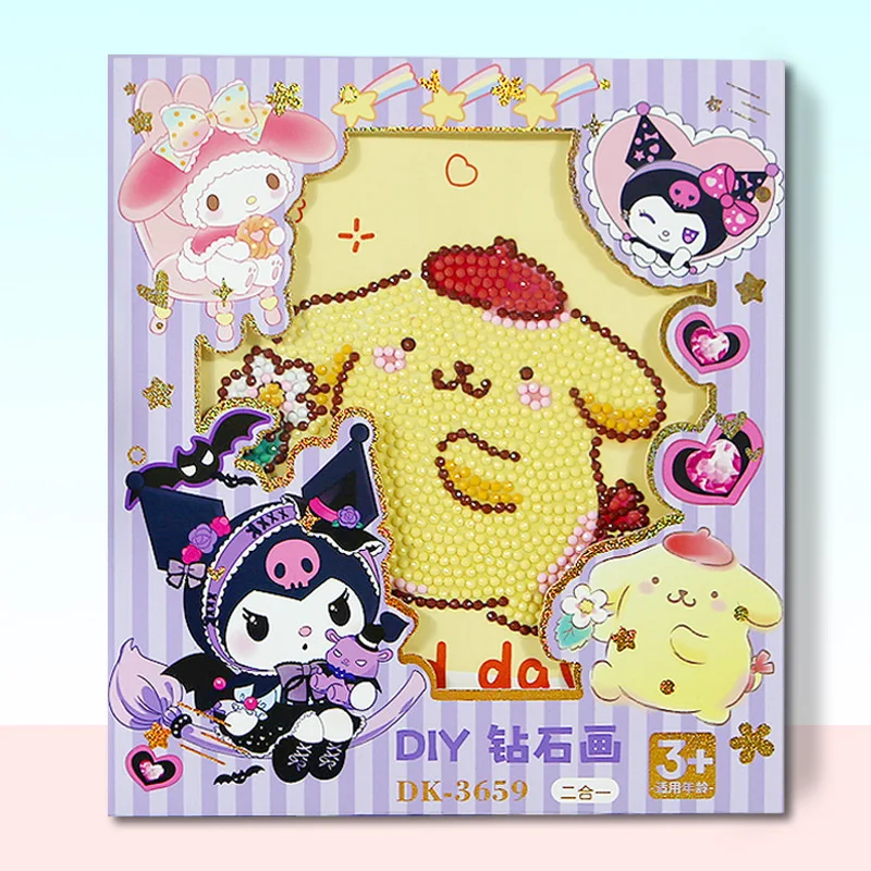 Hello Kitty Kuromi Diamond Painting Kit Cartoon 5D DIY Round Diamond Mosaic  Embroidery Children's Room Decor Handwork Toys Gift