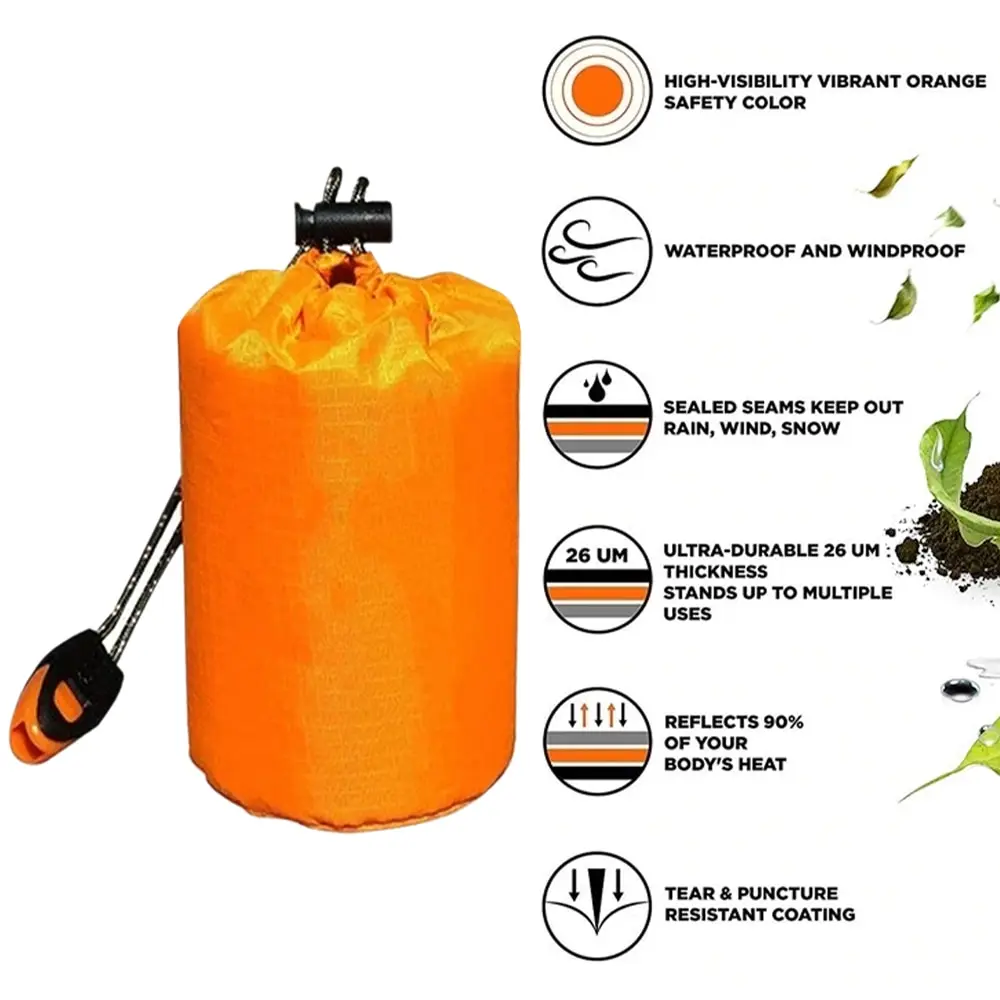 Outdoor Life Bivy Emergency Sleeping Bag Thermal Keep Warm Waterproof Mylar First Aid Emergency Blanke Camping Survival Gear
