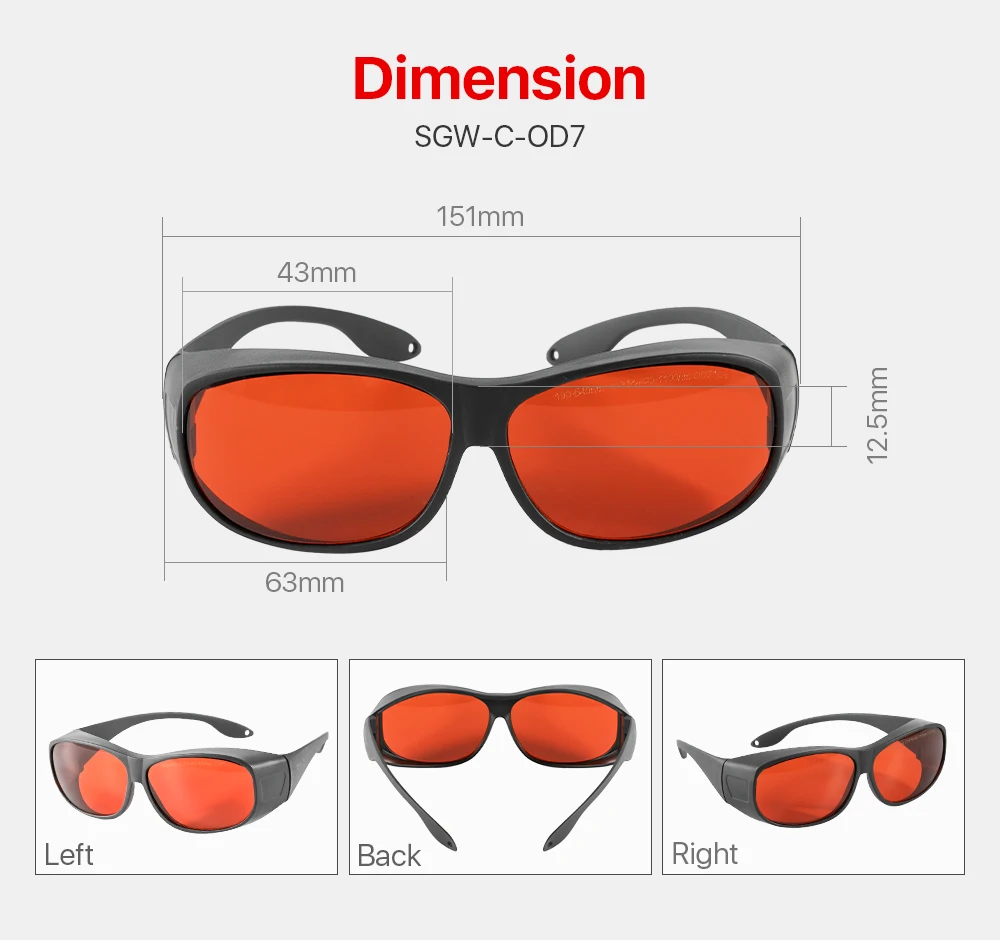Ultrarayc 1064 nm Laserschutzbrille 190–540 nm OD3+ und 800–1100 nm OD7+ Schutzbrille für optische Fasern, Handschweißen – Detail 3