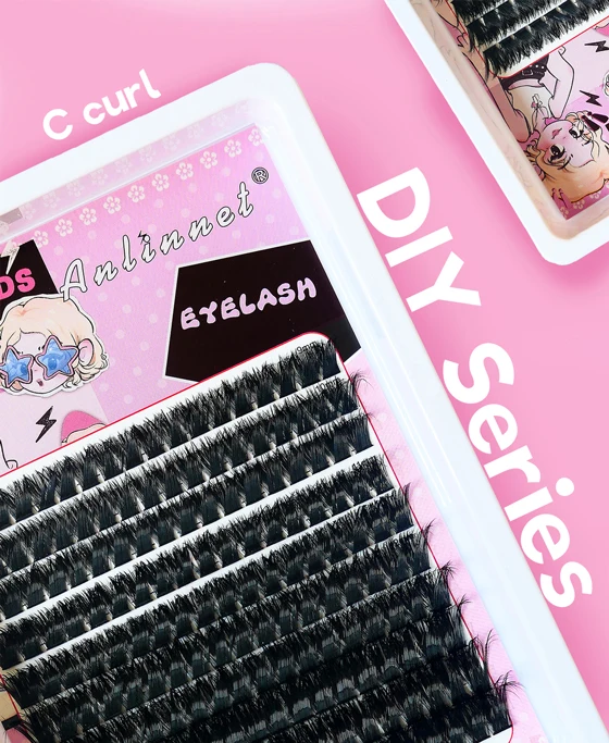 10 Reihen 3D-natürliche C-Rolle mit feinem Stiel, segmentierte falsche Wimpern, DIY große Kapazität, leichte Make-up-Wimpern – Detail 1
