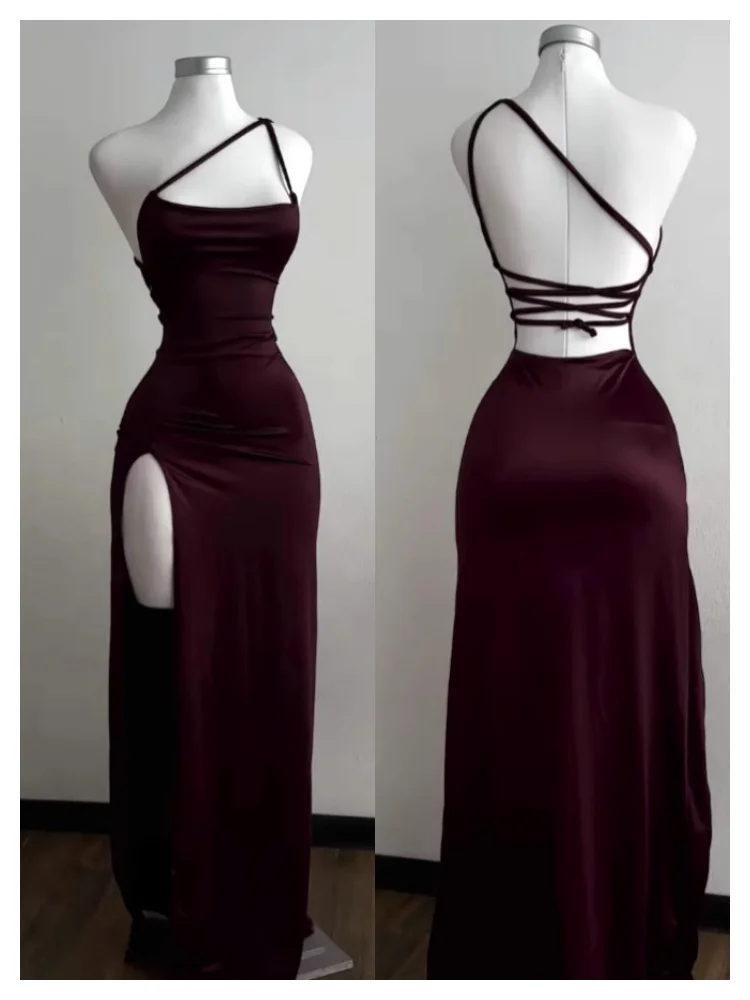 Women Y2k Sling Party Dress Elegant Long Evening