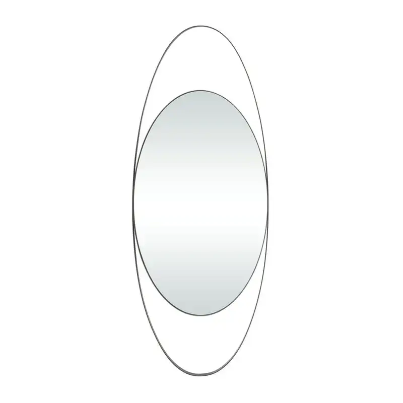 

16" x 42" Black Oval Wall Mirror