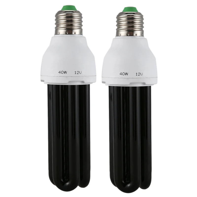 

2X E27 40W UV Ultraviolet Fluorescent Blacklight CFL Light Bulb Lamp 220V Shape:Straight Wattage Voltage:40W DC 12V