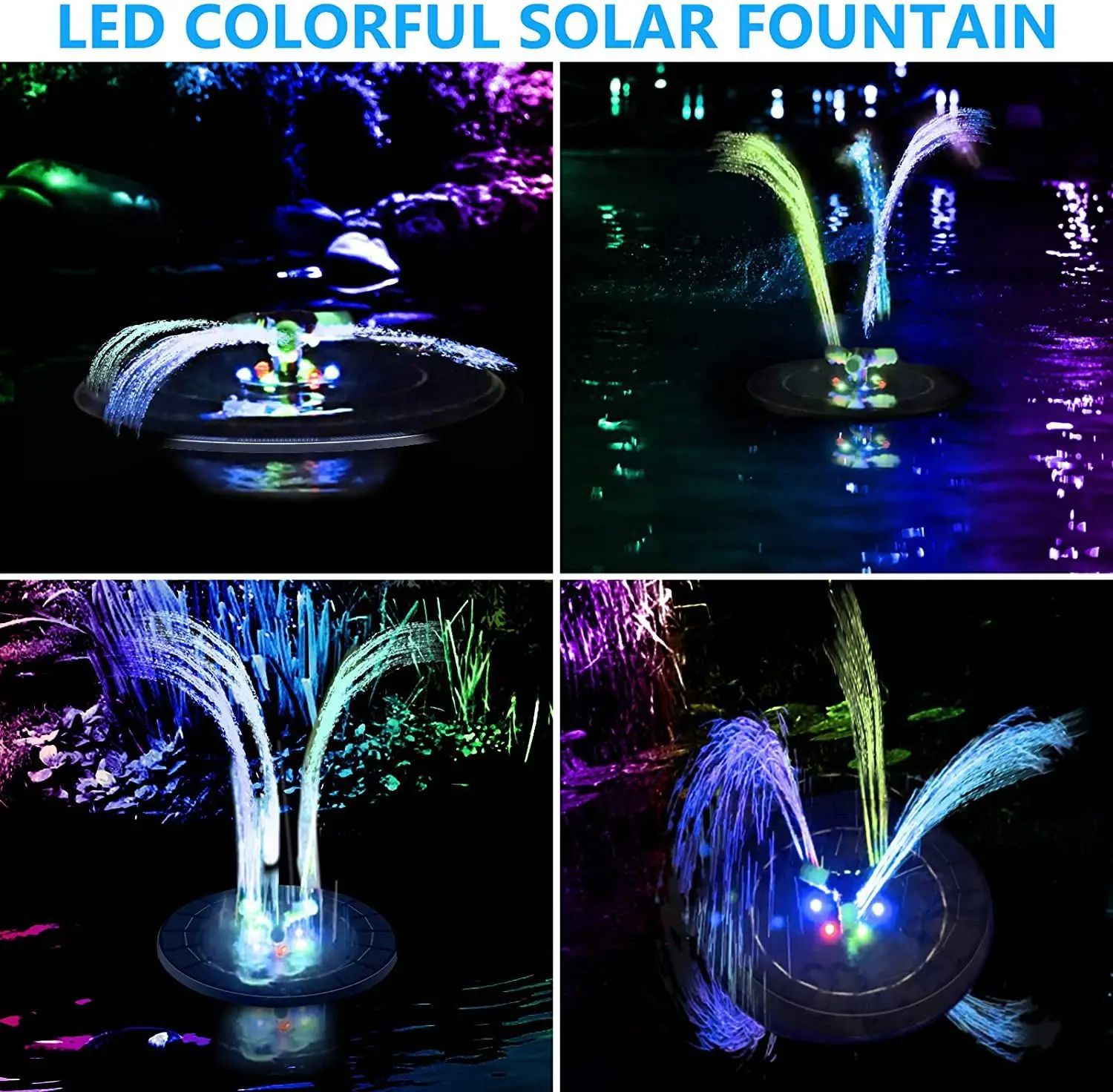 Solar Fountain Water Fountain Bird Bath Bird Bath Supplies 9V/4/6W Solar Water Fountain 360 Rotating Nozzle Colored RGB Lights Floating Waterfall Fountain Outdoor Decoration