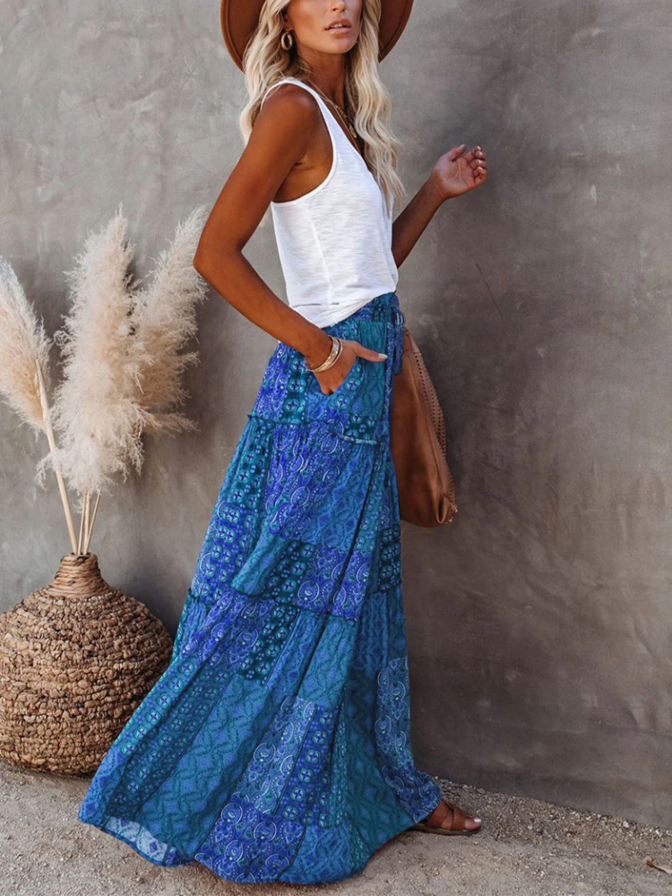 Hippie mexicaanse boho 2019 lange maxi strand zomer broek kleding boho broek  fashion chic strand broek AA3533 EEN - AliExpress