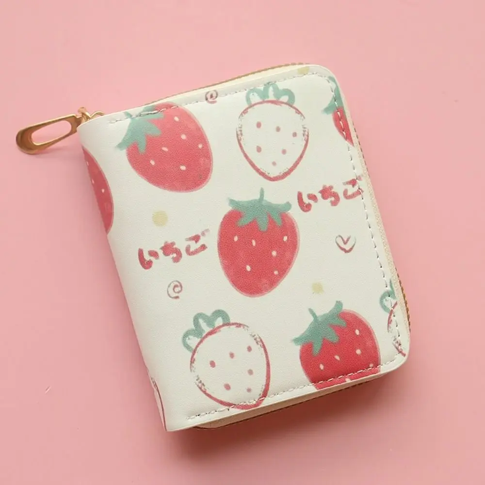Kurze Kettenbrieftasche mit Fruchtdruck, niedliches Design, großes Fassungsvermögen, Bankkartenhalter, frischer Stil, Erdbeermuster, weibliche Studentenbrieftasche – Detail 3