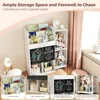 Toy Storage Organizer Kid Bookshelf with Stuffed Animal Storage Holder Floor Storage Cabinet Toy Chest 3-Tier Toddler Book Shelf 6