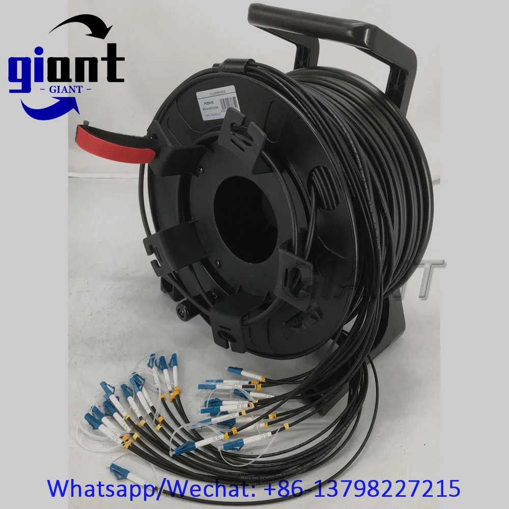 SM,12C,G657A1,TPU 블랙 아머드 케이블, 직경:6.0mm, LC/UPC-LC/UPC 100M/150M 광섬유 패치 코드 릴 포함 PCD310