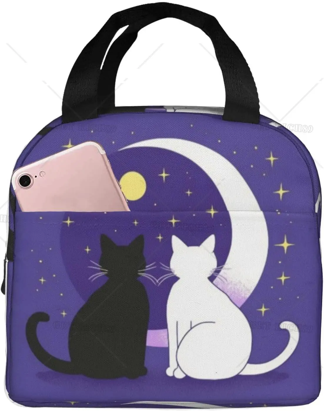 

Moom Cat Lunch Bag Women Tote Bag Insulated Lunch Box Water Resistant Thermal Soft Liner Lunch Container for Picnic Travel