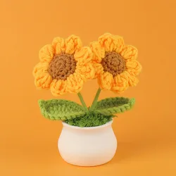 Charming Handmade Daisy Crochet Flower Pot Decor (Sunflower)