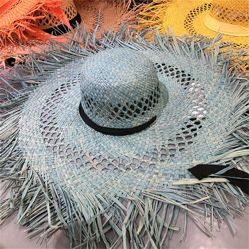 Cappello Da Sole Donna Floppy In Paglia Pieghevole Tesa Larga UPF50 - Arancione Taglia Unica - 2