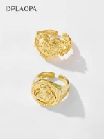 DPLAOPA-925 Sterling Silver Gold Heart Resizable Ring for Women, Luxury Big Ring, Fine Jewelry, Thick Ring, 2023 1