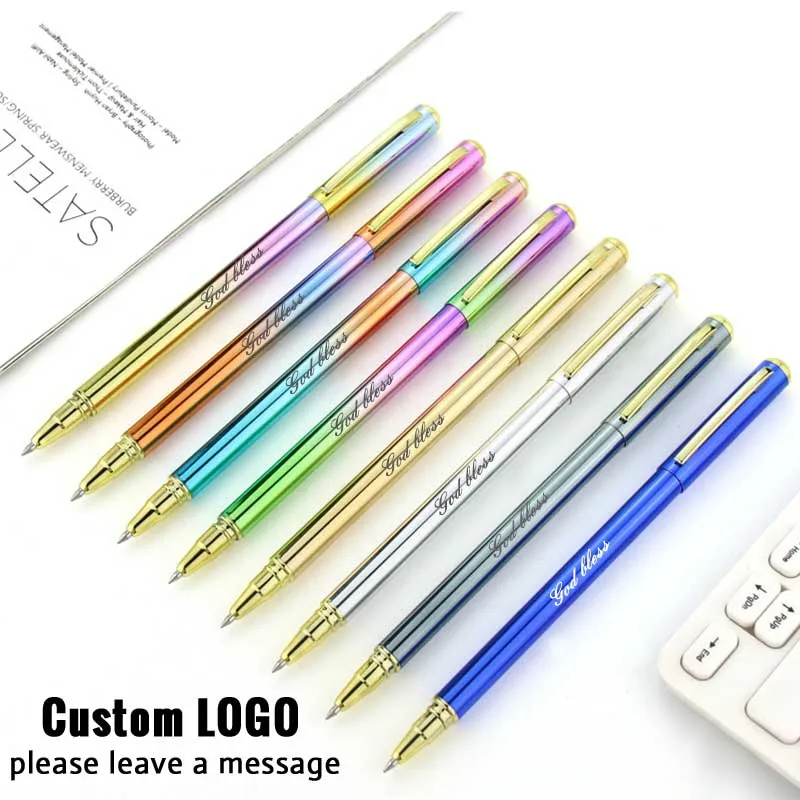 Luxury Metal Gel Pen Laser Engraving Personalized Logo Birthday Party Gift Business Advertising Customization Student Stationery custom customization rectangle round metal antique brass furniture logo tags name plate