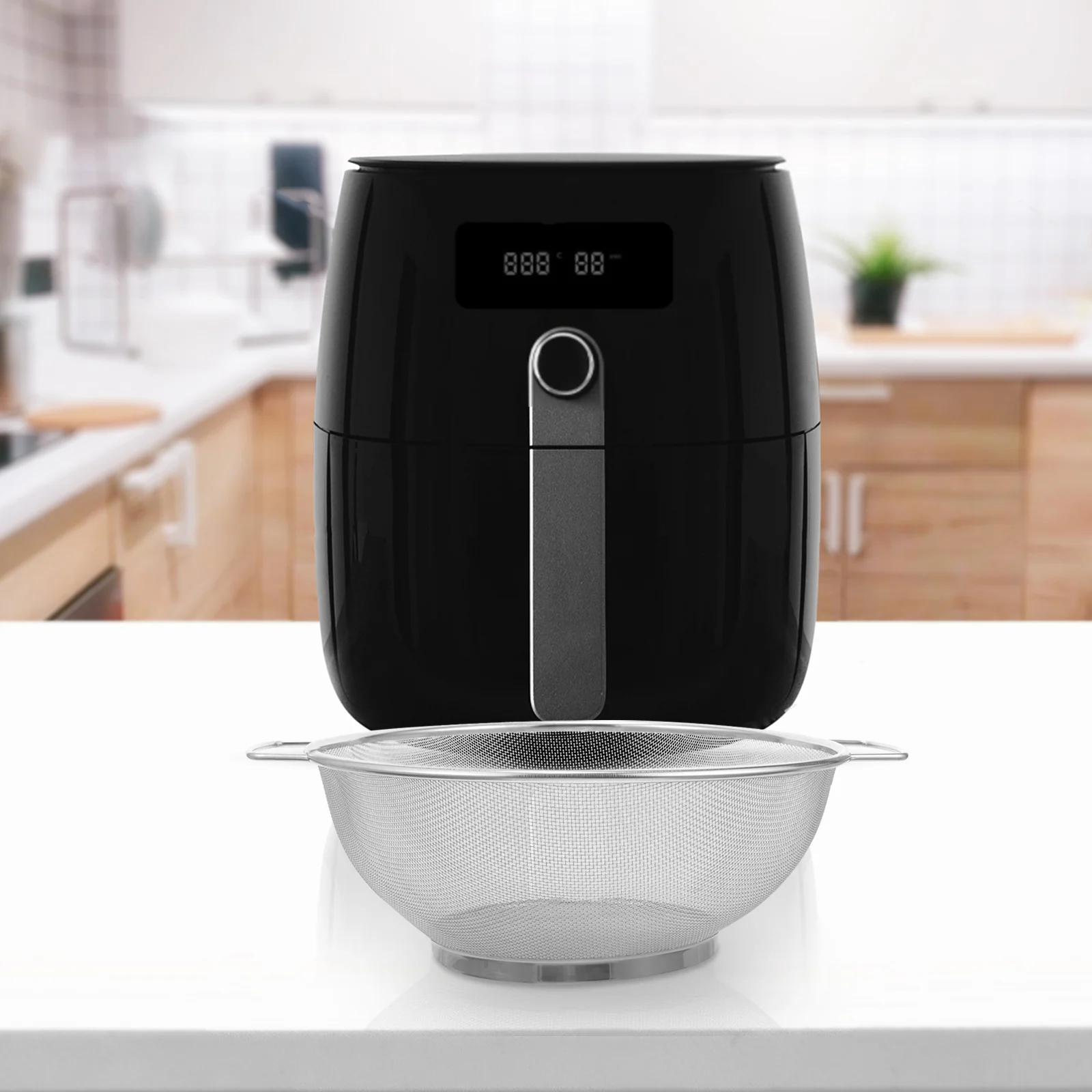 

Stainless Steel Dense Mesh Oil Leakage Screen Fried Filter Residue Double-ear Drain Basket (21cm) Strainer Rice Rinser