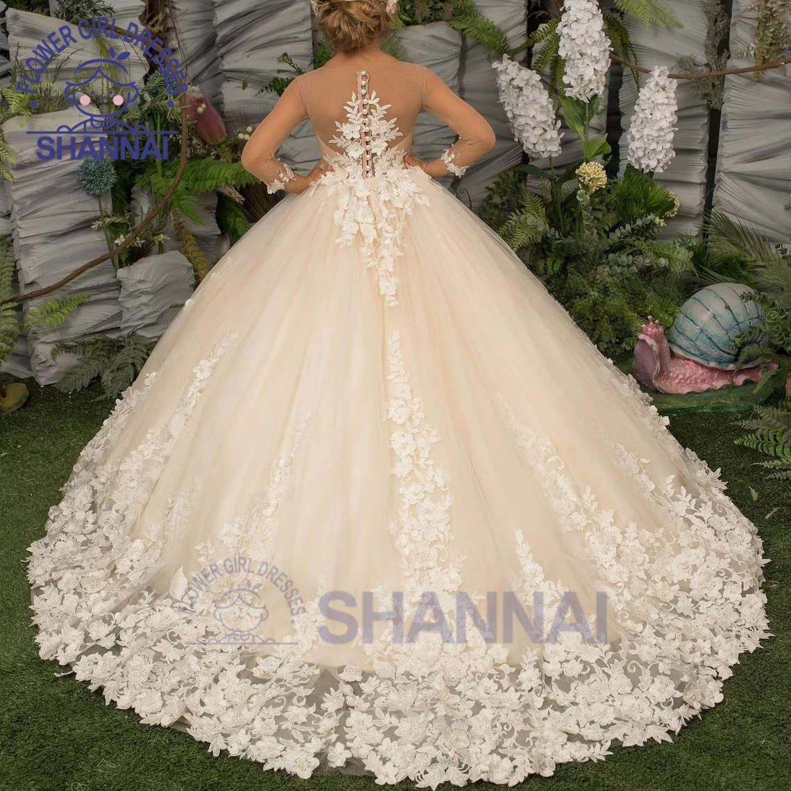 Customized Flower Girl Dress Exquisite O-Neck A-LINE Floor-Length Princess for Wedding Bridesmaid Birthday First Communion Gown flower girl dresses