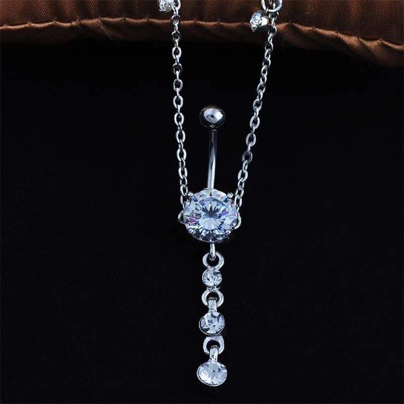 Women Sexy Rhinestone Dangle Stainless Steel Belly Button Chain Navel Piercing Body Jewelry Waist Chain Piercing Body Jewelry piercing jewelry,body piercing jewelry,body jewelry