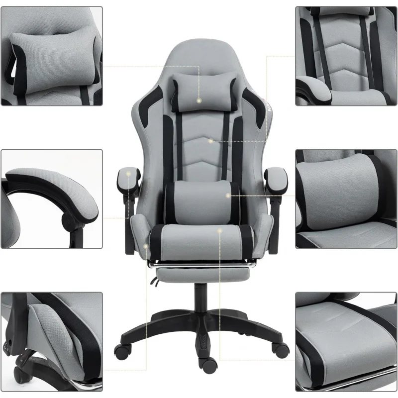 كرسي مكتب الألعاب عالي الظهر من الجلد قابل للتعديل