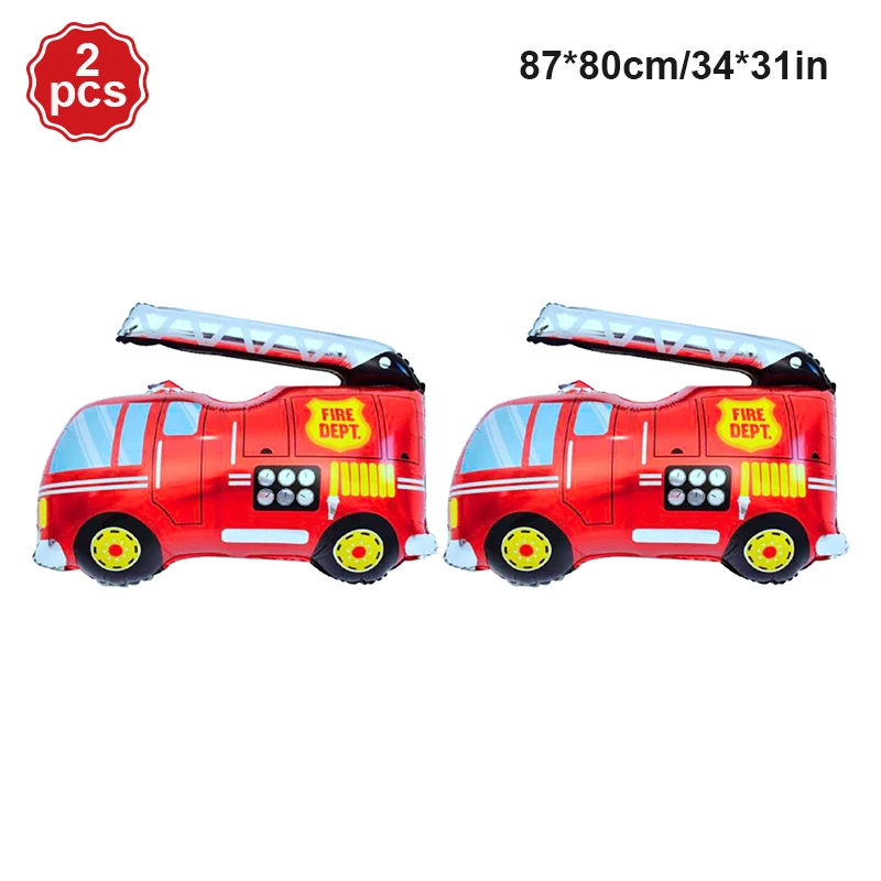 Decorazioni Per Festa Di Compleanno A Tema Pompiere – Striscione E 8 Turbinii Con Camion, Idrante, Estintore, Per Bambini - 2