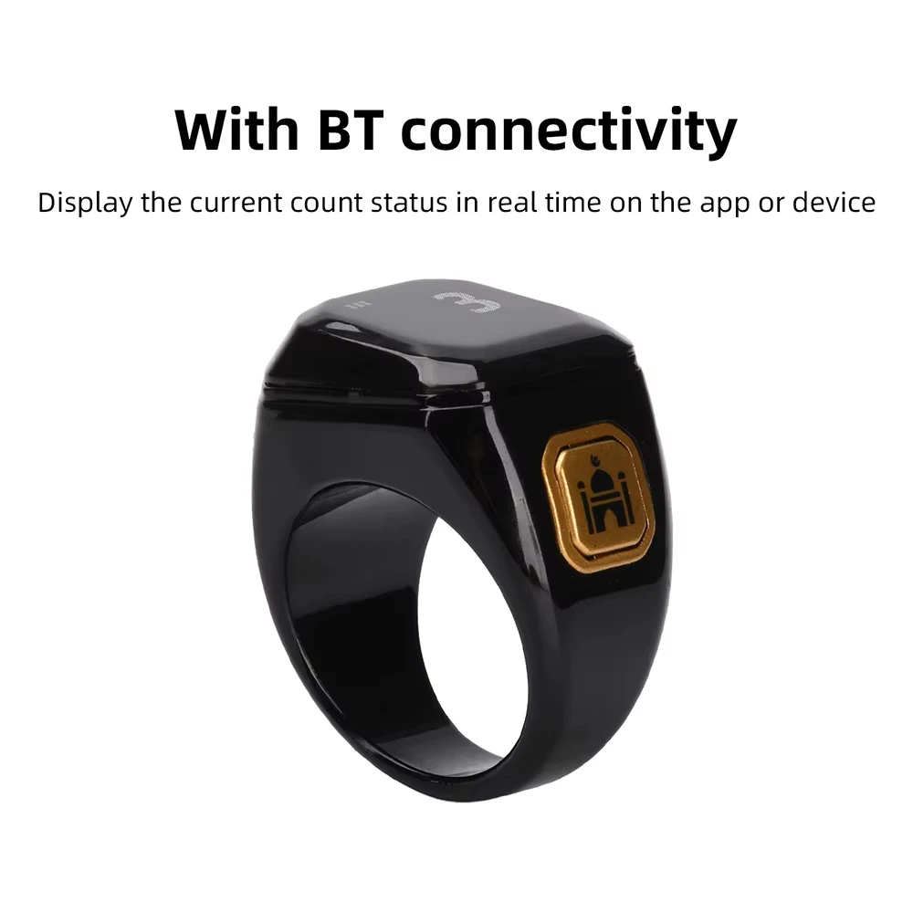 OLED 디지털 스마트 지크르 링 카운터 블루투스 앱 타스비 텔리 카운터 (무슬림 기도 시간 진동 알림 알람 시계)